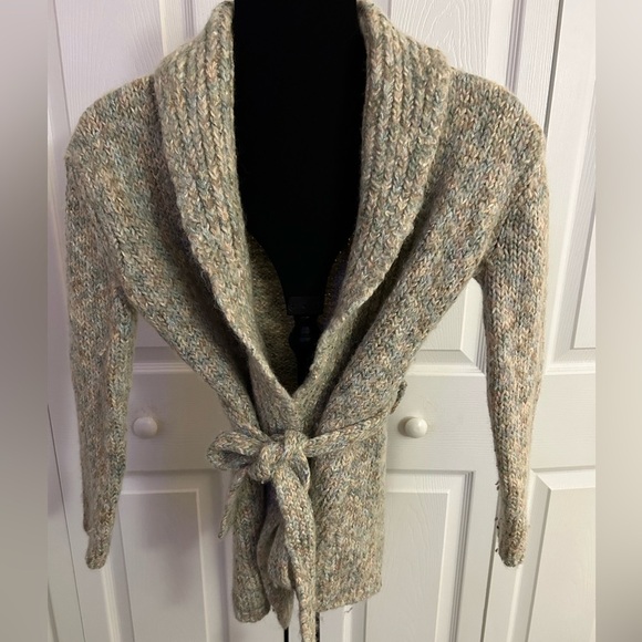 B.Moss Wool Blend Pastel Color Belted Cardigan Sweater - Picture 1 of 5